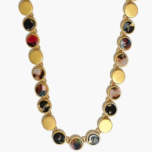 Madewell Brushed Gold Acetate Dot Coin MCM Mobwife Necklace - Picture 2 of 10